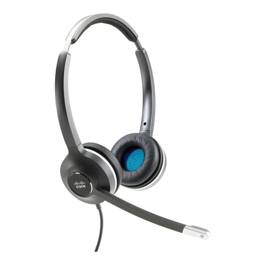 Cisco Headset 532, Wired Dual On-Ear Quick Disconnect Headset with RJ-9 Cable, Charcoal, 2-Year Limited Liability Warranty (CP-HS-W-532-RJ=), Wired, Office/Call center, 50 - 18000 Hz, 103.2 g, Headset, Black, Grey