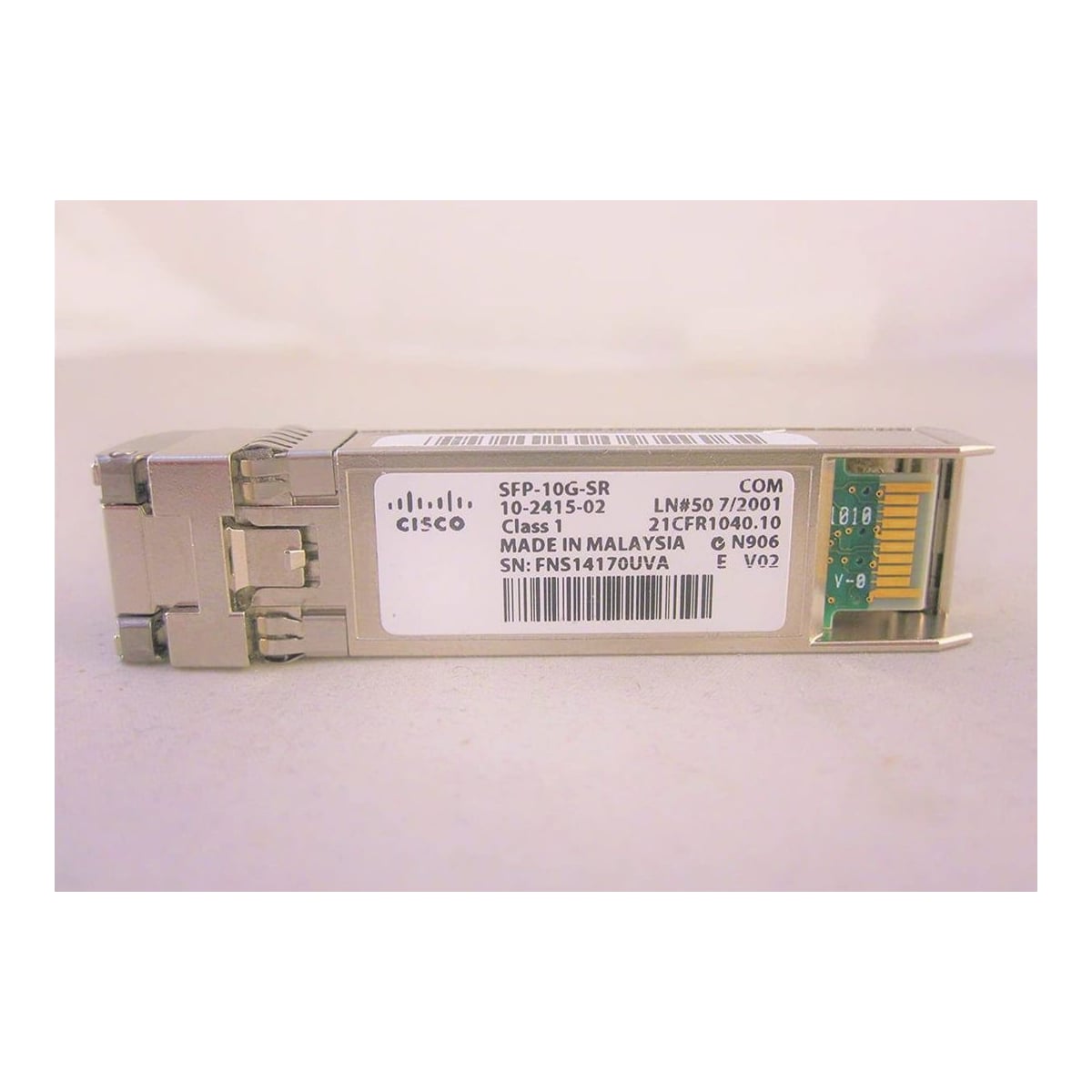 Cisco 10GBASE-SR SFP Module for 10-Gigabit Ethernet Deployments, Hot Swappable, 5-Year Standard Warranty (SFP-10G-SR=), 300 m, 850 nm, Wired, 13.4 mm, 56.5 mm, 8.5 mm