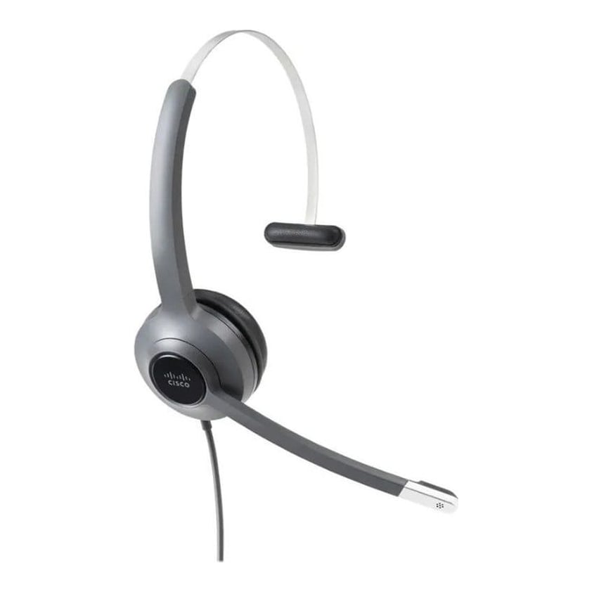 Cisco Headset 521, Wired Single On-Ear 3.5 mm Headset with USB-A Adapter, Charcoal, 2-Year Limited Liability Warranty (CP-HS-W-521-USB=), Wired, Office/Call center, 50 - 18000 Hz, Headset, Black, Grey