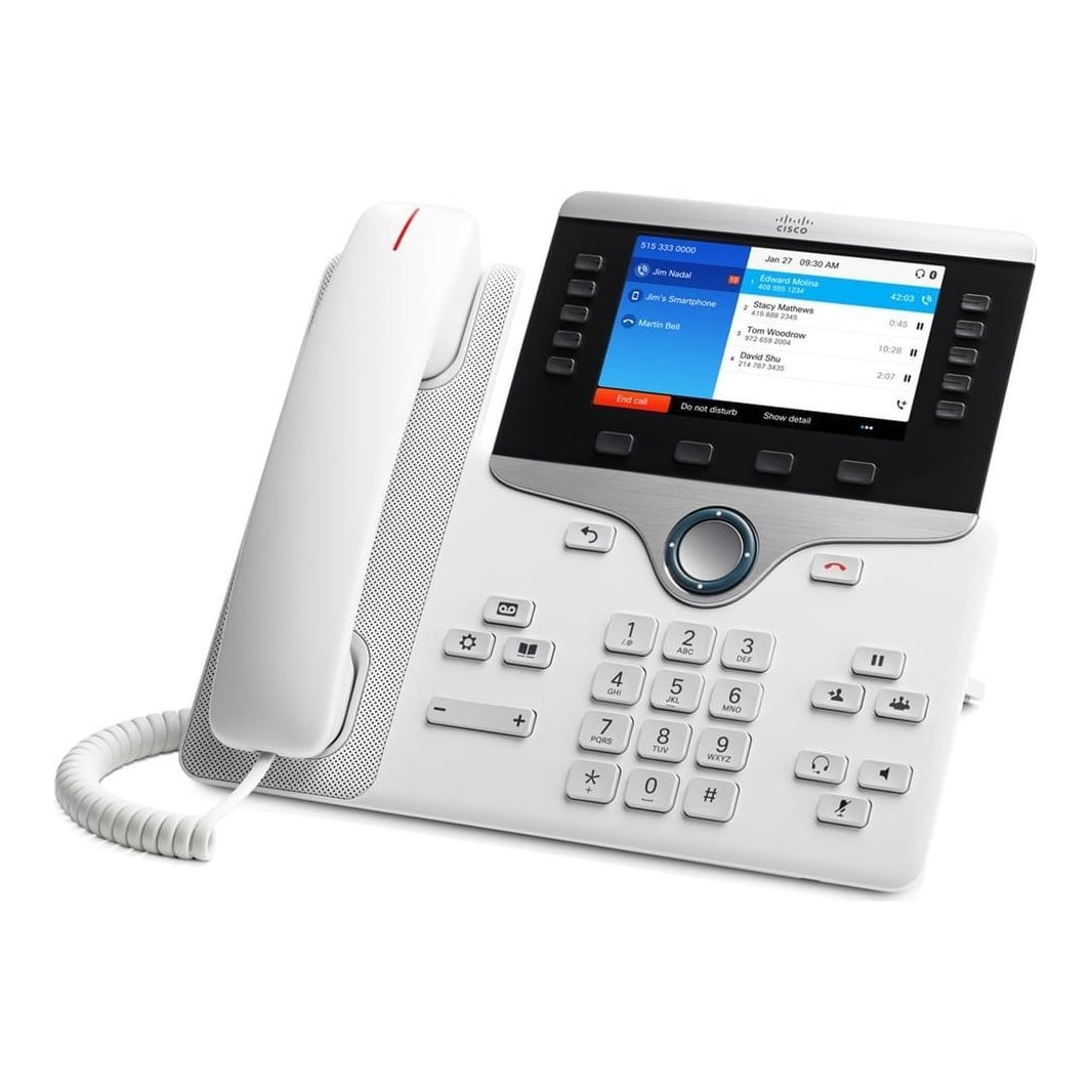 Cisco IP Business Phone 8851, 5-inch WVGA Colour Display, Gigabit Ethernet Switch, Class 4 PoE, USB Port, 10 SIP Registrations, 1-Year Limited Hardware Warranty (CP-8851-K9=), IP Phone, Black, Wired handset, Desk/Wall, Digital, 12.7 cm (5")
