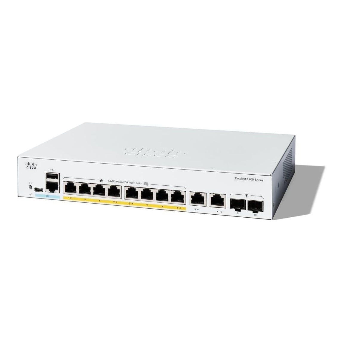 Cisco Catalyst 1200-8P-E-2G Smart Switch, 8 Port GE, PoE, Ext PS, 2x1GE Combo, Limited Lifetime Protection (C1200-8P-E-2G), Managed, L2/L3, Gigabit Ethernet (10/100/1000)