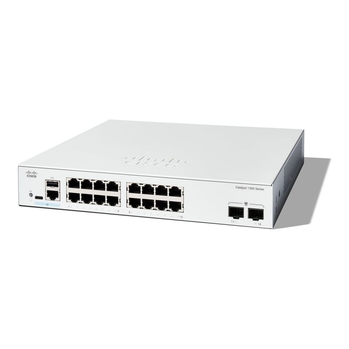 Cisco Catalyst 1300-16T-2G Managed Switch, 16 Port GE, 2x1GE SFP, Limited Lifetime Protection (C1300-16T-2G), Managed, L2/L3, Gigabit Ethernet (10/100/1000)