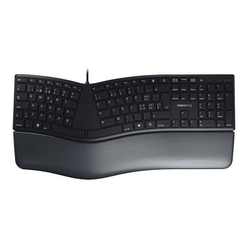 CHERRY KC 4500 ERGO, Full-size (100%), Wired, USB, QWERTZ, Black