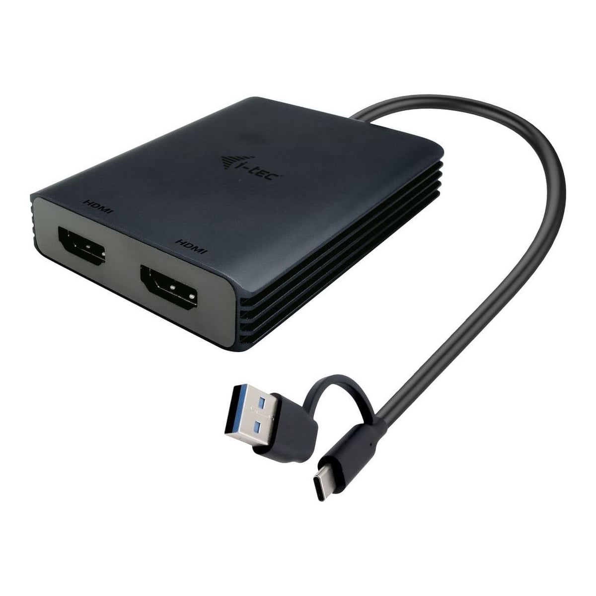 i-tec USB-A/USB-C Dual 4K/60 Hz HDMI Video Adapter, 0.27 m, USB Type-A/USB Type-C, 2 x HDMI, Male, Female, 3840 x 2160 pixels
