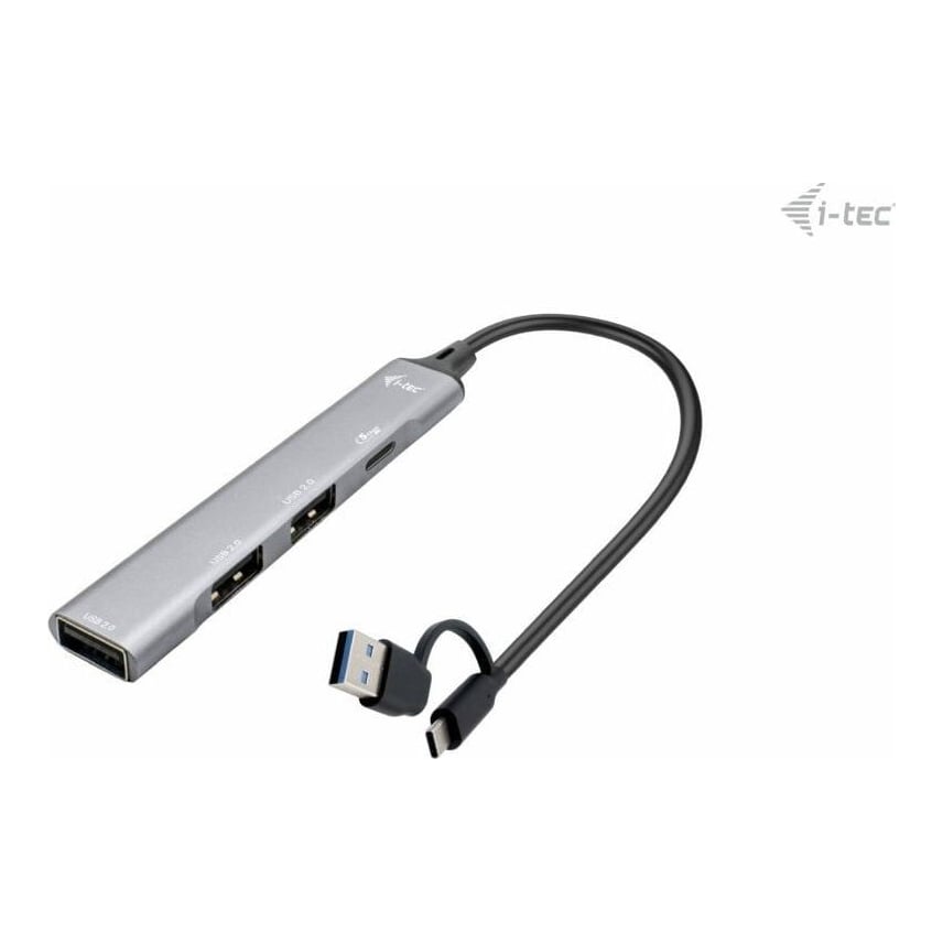 i-tec USB-C/USB-A Metal HUB 1x USB 3.0 + 3x USB 2.0, USB 3.2 Gen 1 (3.1 Gen 1) Type-A + Type-C, USB 2.0, USB Type-C, 5000 Mbit/s, Silver, Android, ChromeOS, 100 mm