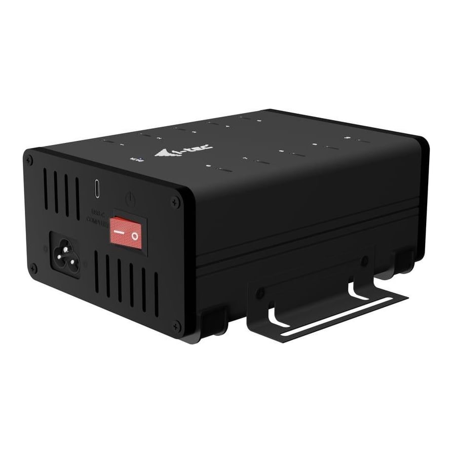 i-tec USB-C/USB-A Metal Charging + data HUB, 15W per port, 10x USB-C, Indoor, AC, 12 V, Black