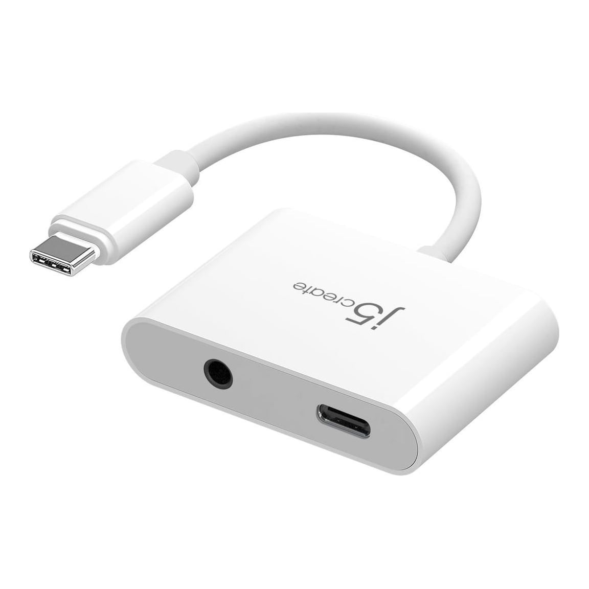 j5create JCA122 USB-C® to 3.5mm Audio Adapter with Power Delivery, Black, USB, White, Taiwan, EAR99, 0 - 40 °C, -10 - 65 °C