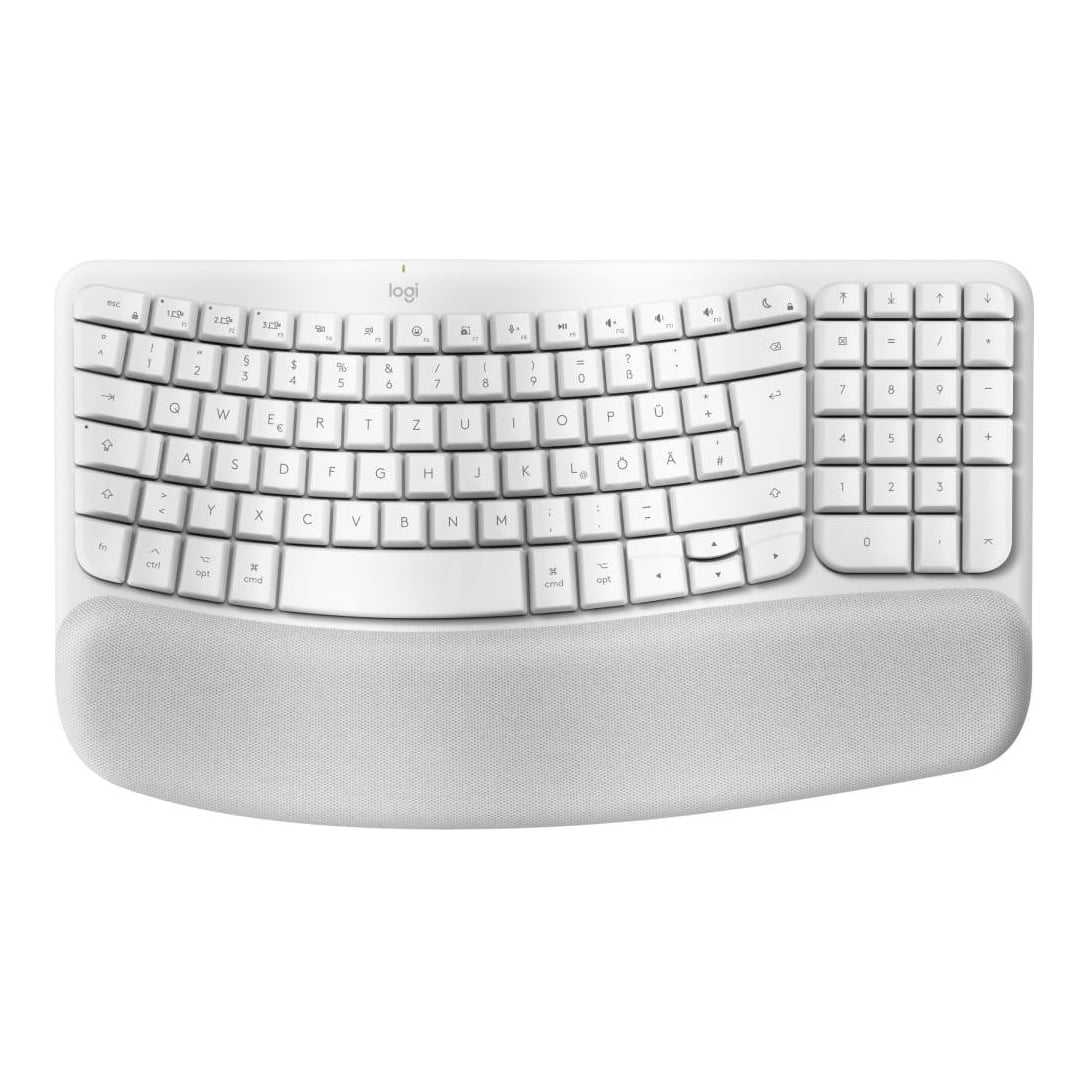 Logitech Wave Keys for Mac, Full-size (100%), Wireless, Bluetooth, Membrane, QWERTZ, White