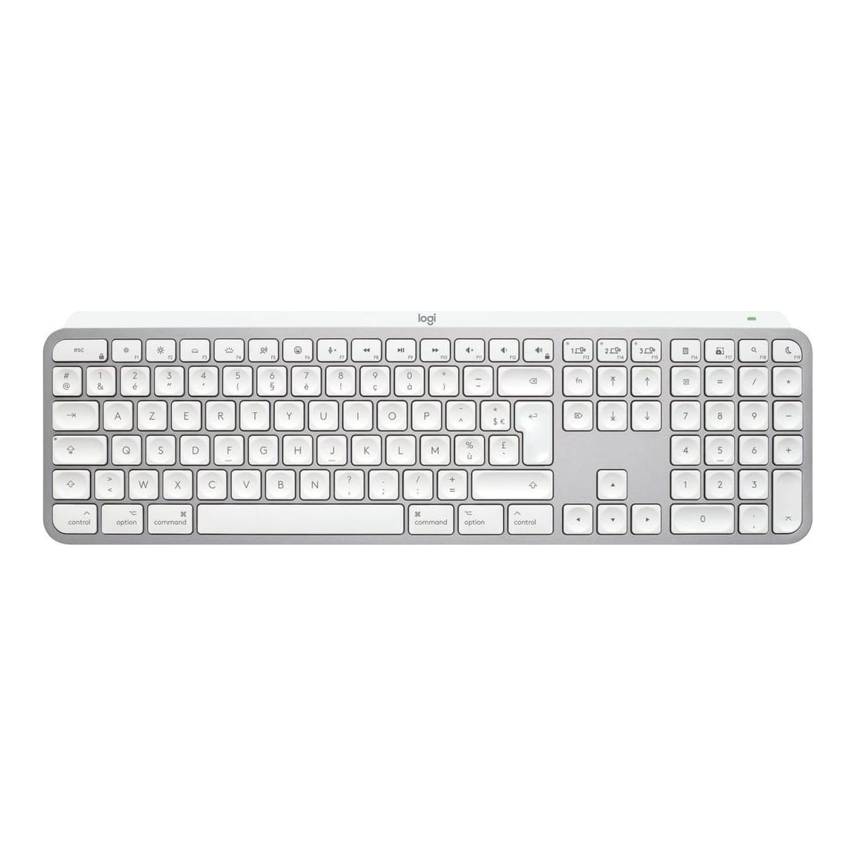 Logitech Master MX Keys S for Mac, Wireless, RF Wireless + Bluetooth, Scissor key switch, AZERTY, LED, Aluminium, White