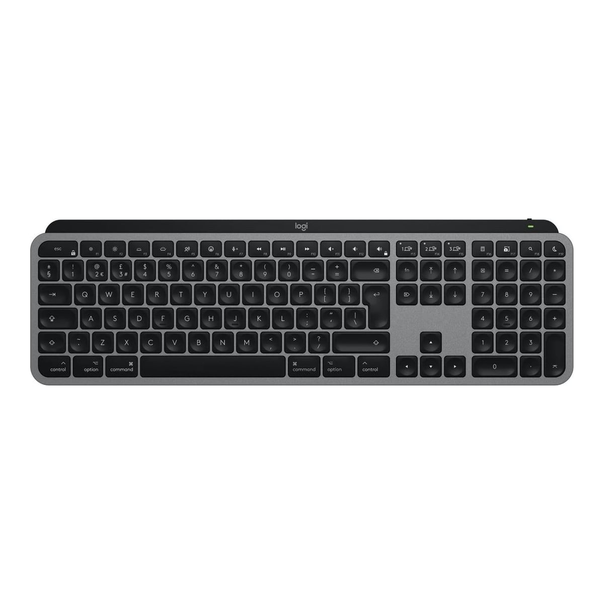 Logitech MX Keys S for Mac, Wireless, RF Wireless + Bluetooth, Scissor key switch, QWERTY, LED, Aluminium, Black