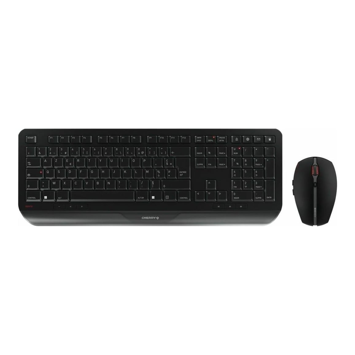 CHERRY GENTIX DESKTOP, Full-size (100%), Wireless, RF Wireless, AZERTY, Black, Mouse included