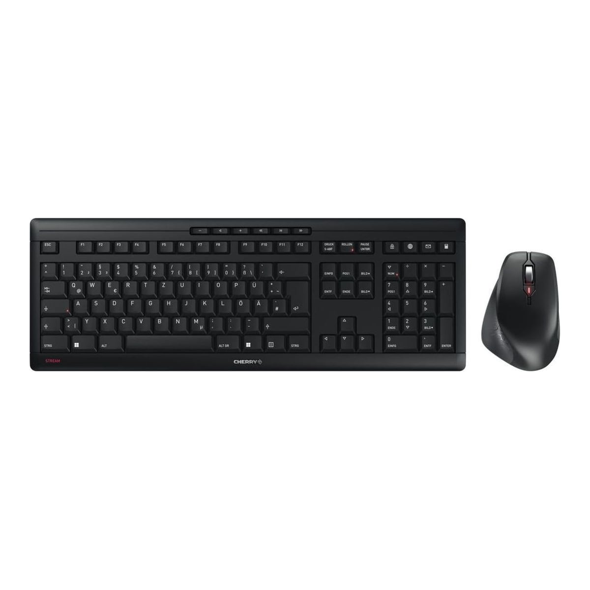 CHERRY STREAM DESKTOP COMFORT, Wireless, RF Wireless, Scissor key switch, QWERTZ, Black, Mouse included