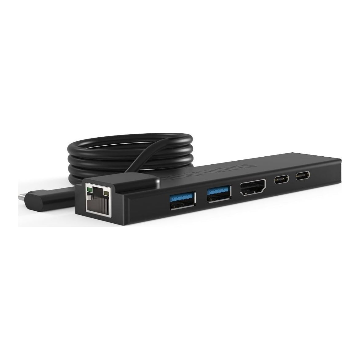 Compulocks 1-Meter Cable USB-C Hub, USB 2.0 Type-C, HDMI, RJ-45, USB 3.2 Gen 1 (3.1 Gen 1) Type-A, USB 3.2 Gen 1 (3.1 Gen 1) Type-C, Black, 1 m, China