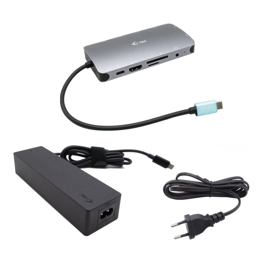 i-tec Metal USB-C Nano Dock HDMI/VGA with LAN + Charger 100W, Wired, USB 3.2 Gen 1 (3.1 Gen 1) Type-C, 100 W, 10,100,1000 Mbit/s, Grey, MicroSD (TransFlash), SD