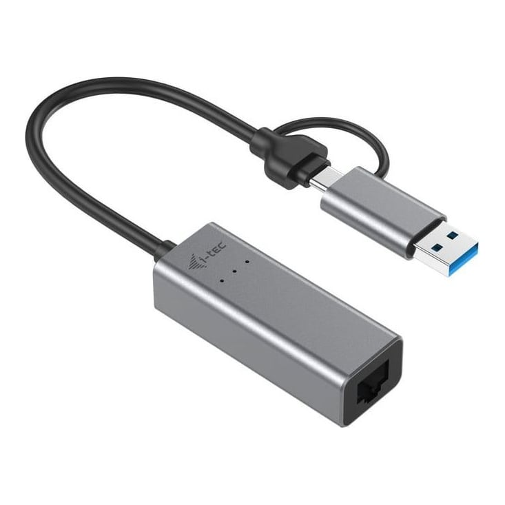 i-tec Metal USB-C/USB-A 2.5Gbps Ethernet Adapter, Wired, USB Type-A/USB Type-C, Ethernet, 2500 Mbit/s, Grey