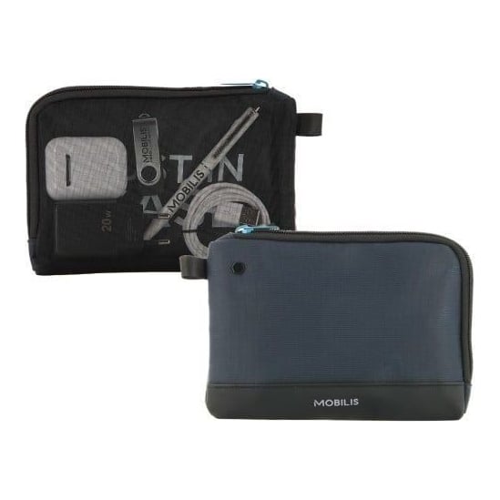 Mobilis 005038, Unisex, Handbag, Zipper, Black, Blue, Monochromatic, 190 mm