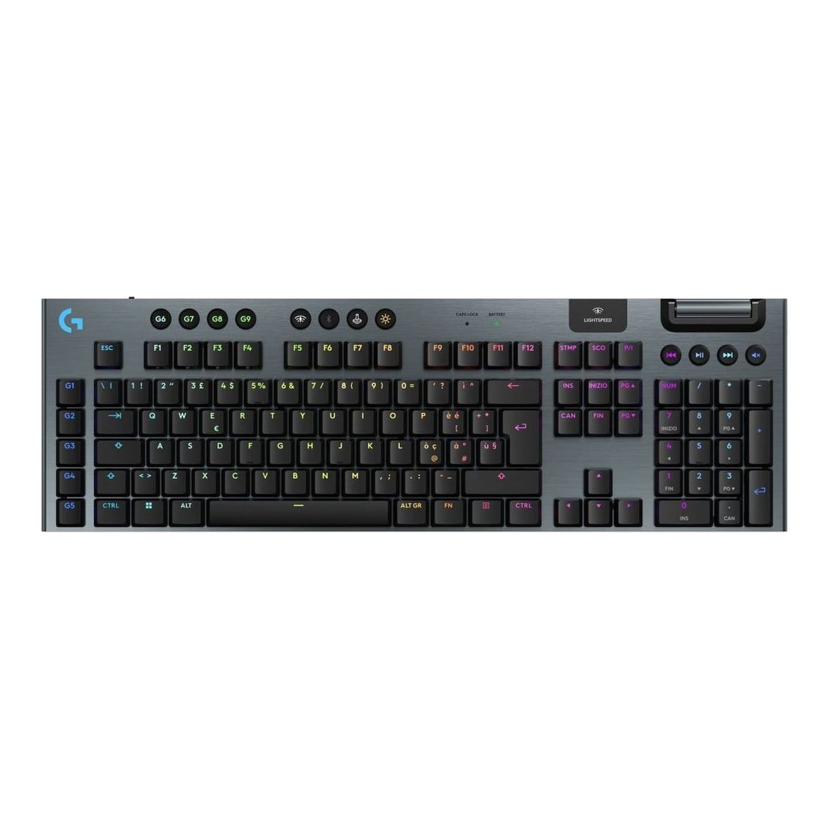 Logitech G G915 X LIGHTSPEED, Wired & Wireless, USB + RF Wireless + Bluetooth, Mechanical, QWERTY, LED, Black