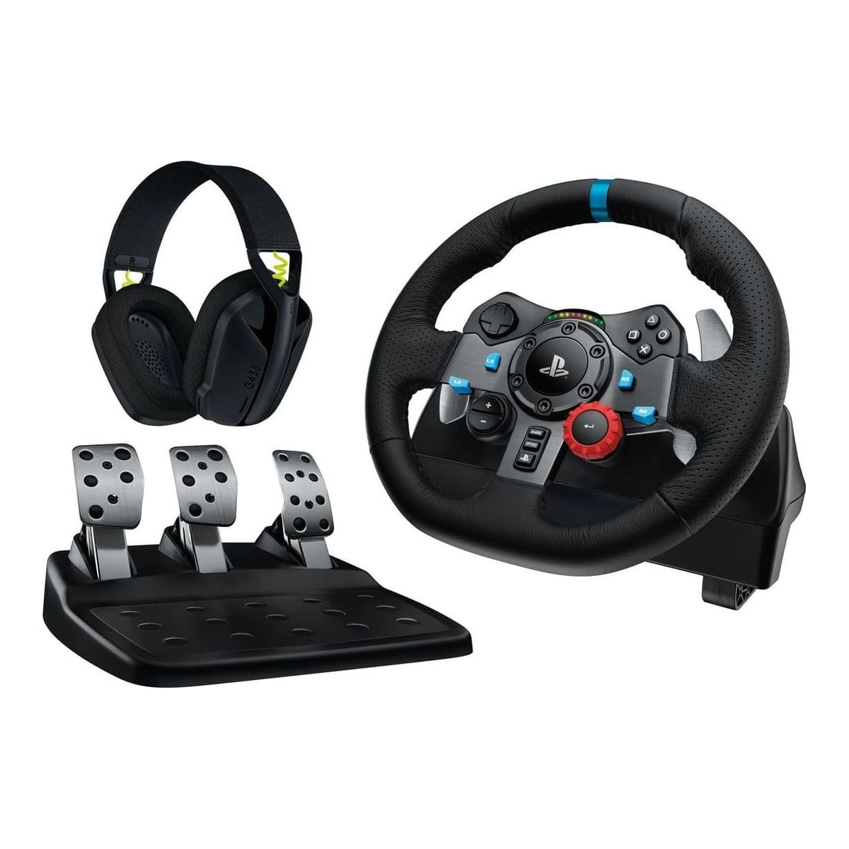 Logitech G 991-000539, Steering wheel + pedals + headset, PC, PlayStation 4, PlayStation 5, Playstation 3, 900°, Wired, USB, Aluminium, Black