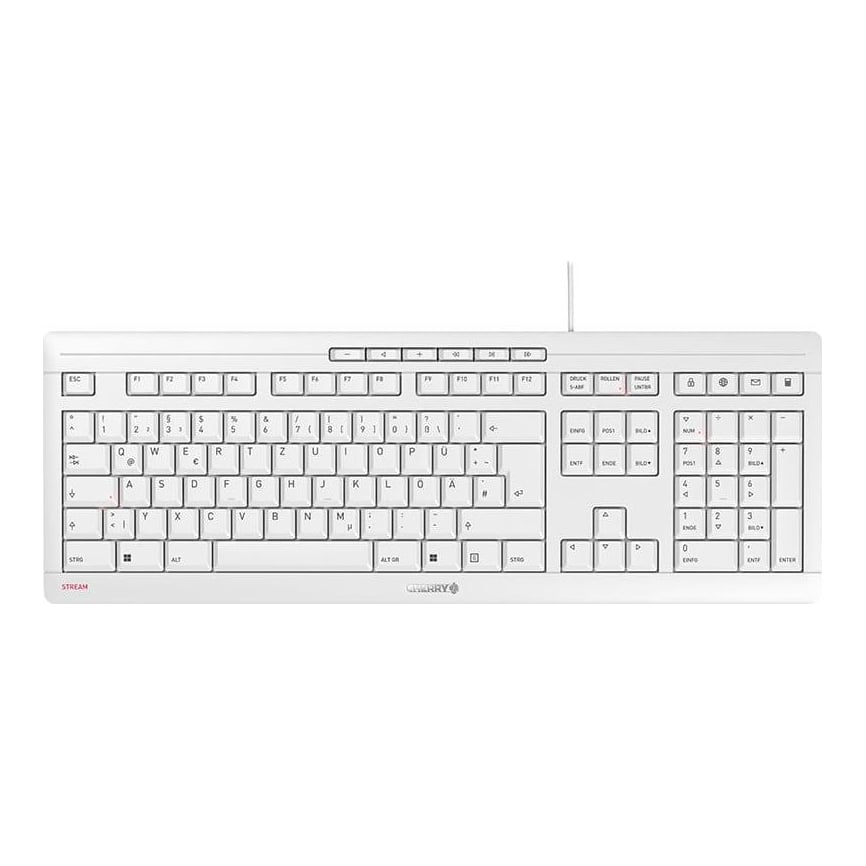 CHERRY STREAM, Full-size (100%), Wired, USB, Mechanical, QWERTZ, White