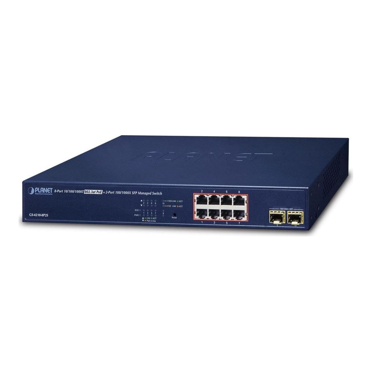 Net Switch 8PORT 1000M Poe+/GS-4210-8P2S Planet